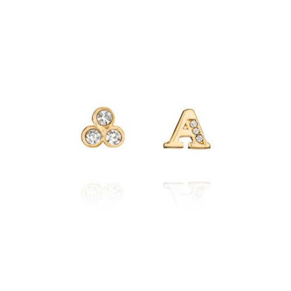 NEW Chloe + Isabel Alphabet + Trio Stone Mismatched Earrings Letter A